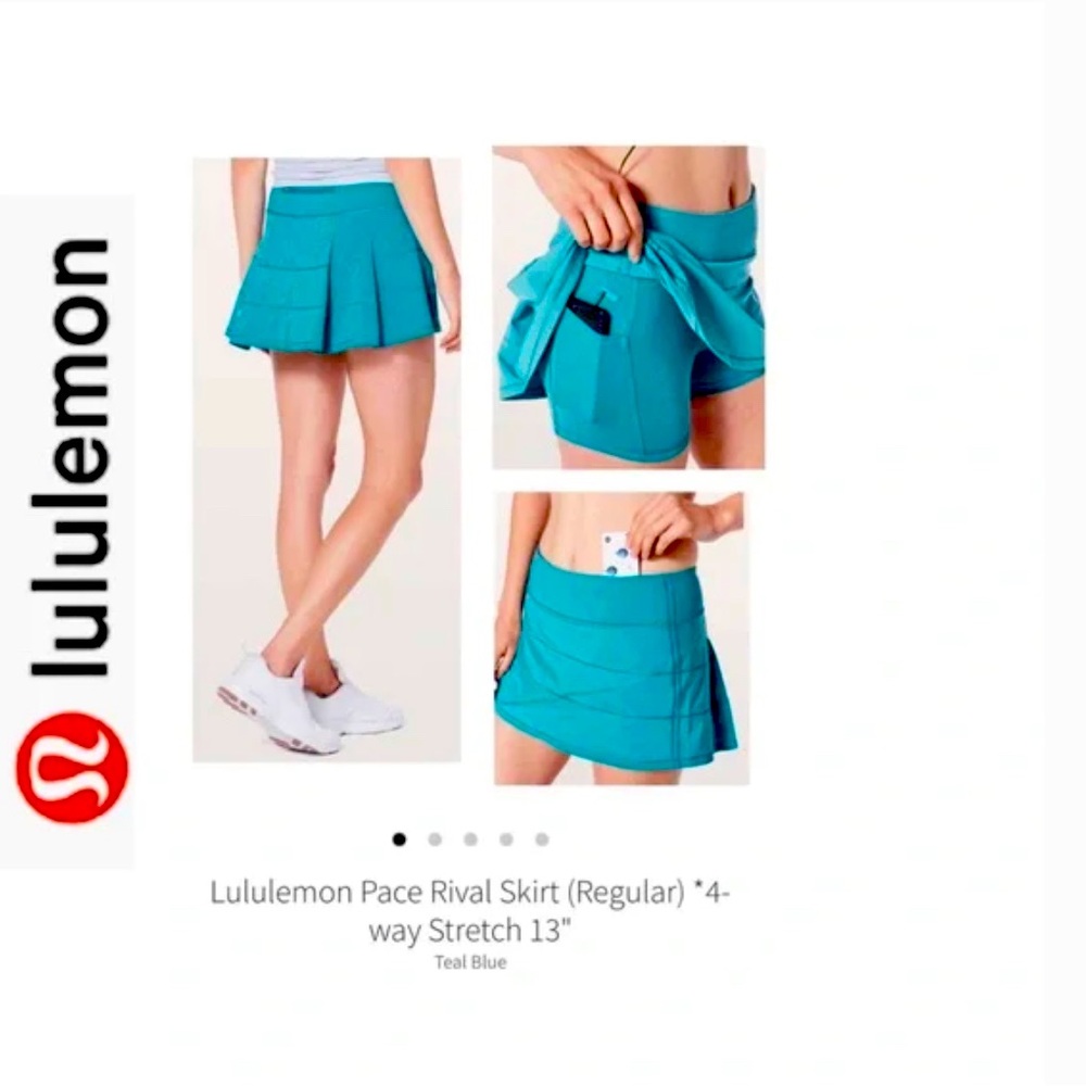 Lululemon Teal Blue Pace Rival 13” Tennis Skirt Size 8